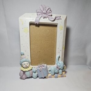 Photo Frame Children's 3 1/2 X 5 Stars Ceramic Elephant Blue Present Nursery T1